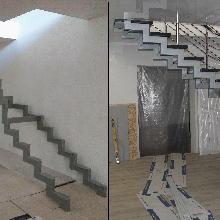 Лестница на двух хребтовых косоурах до и после