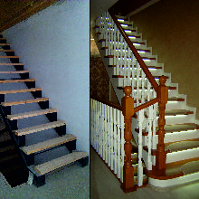 Лестница в металле и после обшивки